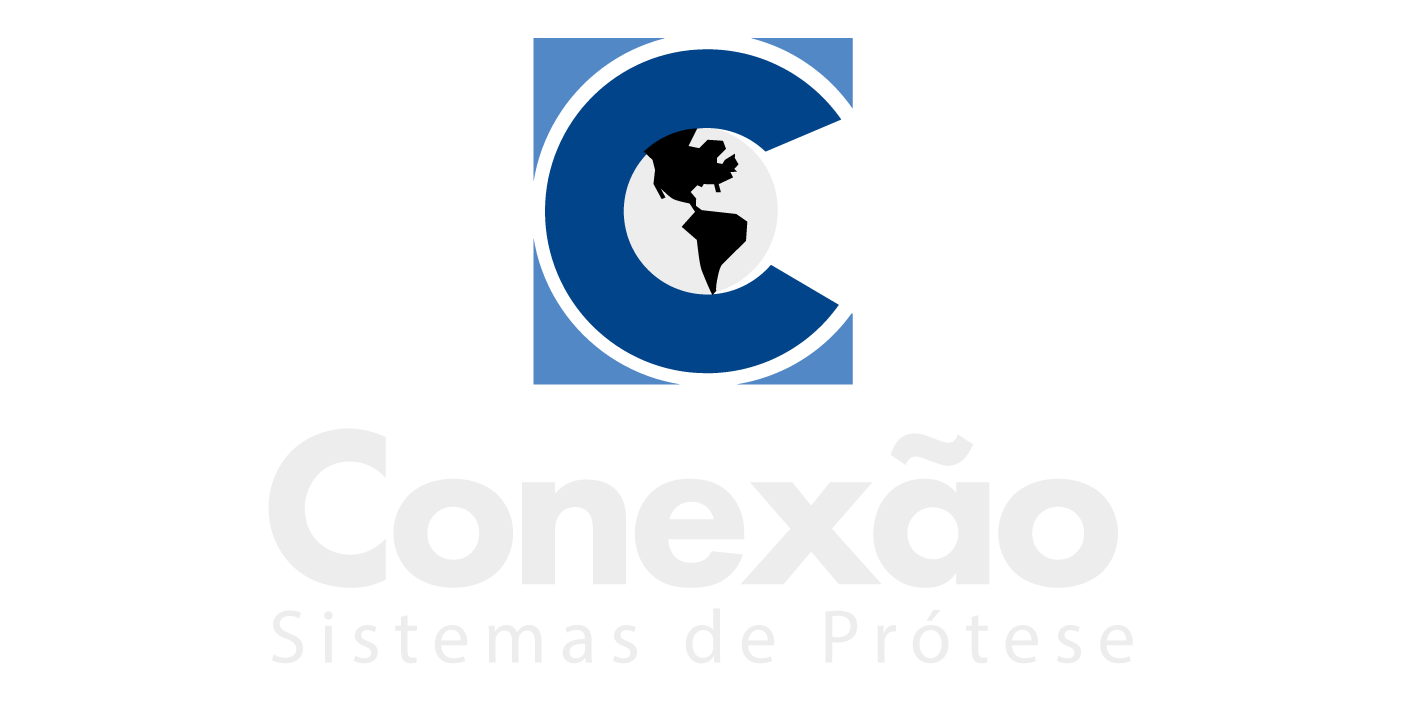 Conexão logo with globe and prosthetics system text.